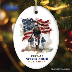 U.S. Army Private Personalized Ornament, Veteran Christmas Decor and Military Gift