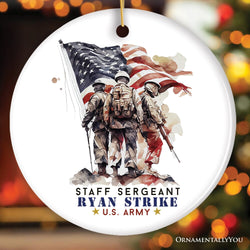Personalized U.S. Army Staff Sergeant Ornament, Custom Gift for Military Veteran