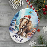 Elephant Personalized Ornament, Magical Arctic Glow Christmas Gift With Custom Name and Date