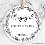 Personalized Engaged Ornament With Custom Name and Date, Keepsake Gift for Couple