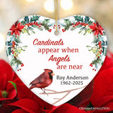 Personalized Cardinals Appear When Angels Are Near Floral Heart Ornament