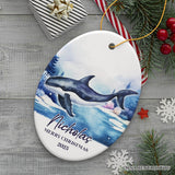 Whale Personalized Ornament, Festive Christmas Gift With Custom Name and Date