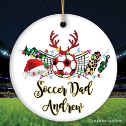 Personalized Soccer Buffalo Plaid Leopard Merry Christmas Ornament, Team and Coaches Gift