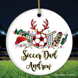 Personalized Soccer Buffalo Plaid Leopard Merry Christmas Ornament, Team and Coaches Gift