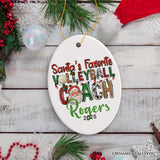 Santa’s Favorite Volleyball Coach Personalized Christmas Ornament, Custom Sports Appreciation Gift