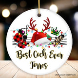Personalized Boxing Buffalo Plaid Leopard Merry Christmas Ornament, Team and Coaches Gift