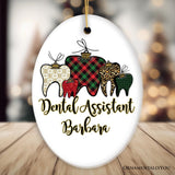Dentist Buffalo Plaid  Personalized Christmas Ornament, Funny Dental Student Gift