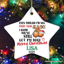 Hilarious Step Dad Personalized Christmas Humor Ornament, Stepfather Gift and Dirty Joke