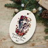 True Love Never Dies Personalized Skeleton Lovers Ornament, Romantic Goth Emo Gift for Girlfriend and Boyfriend