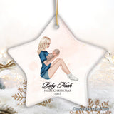 Mother and Newborn Baby Personalized First Christmas Ornament