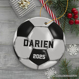 Personalized Soccer Christmas Ornament, Festive Holiday Theme with Name and Date