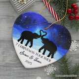 Majestic Elephant Anniversary Personalized Gift for Couple, Romantic Christmas Ornament, Xmas Together Keepsake Gift