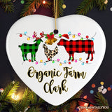 Personalized Farm Animal Buffalo Plaid Leopard Merry Christmas Ornament, Farmhouse Gift
