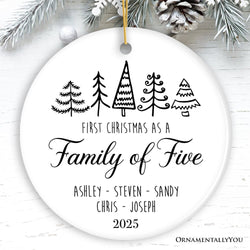 Family of Five Christmas Personalized Ornament, New Baby Custom Gift