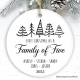 Family of Five Christmas Personalized Ornament, New Baby Custom Gift