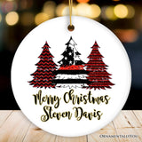 Firefighter Flag Tree Personalized Ornament, Red Line Appreciation Retirement Gift