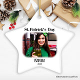 St Patrick’s Day Customized Tree Ornament with Picture Upload, Personalized Family St Patty’s Gift