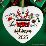 Personalized Handyman Buffalo Plaid Leopard Merry Christmas Ornament Woodworking Gift