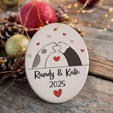 Valentine Cat Paw Heart Personalized Ornament, Cat Lover Custom Name Gift