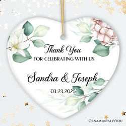 Elegant Wedding Favors Personalized Heart Ornament, Ideas for Guests, Small Christmas Souvenir