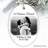 First Christmas Married Personalized Photo Ornaments, Mr And Mrs Wedding Gift