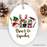 Personalized Baker Buffalo Plaid Leopard Merry Christmas Ornament, Baking Gift