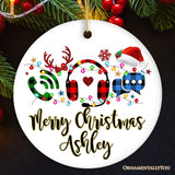 Personalized Customer Service Representative Buffalo Plaid Leopard Merry Christmas Ornament Gift