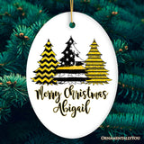 Dispatcher Flag Tree Personalized Ornament, Yellow Line 911 Appreciation Retirement Gift