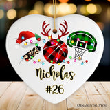 Personalized Basketball Buffalo Plaid Leopard Merry Christmas Ornament, Team and Coaches Gift