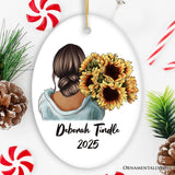 Small Town Girl with Sunflowers Personalized Ornament Gift, Farmhouse Christmas Tree Decor