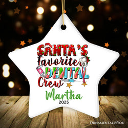 Santa’s Favorite Dental Crew Personalized Christmas Ornament, Custom Dentist Office Staff Gift