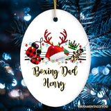 Personalized Boxing Buffalo Plaid Leopard Merry Christmas Ornament, Team and Coaches Gift