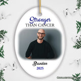 Men’s Cancer Awareness Photo Upload Ornament, Personalized Memory Gift