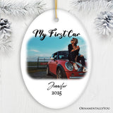 Personalized First Car Photo Ornament, New Driver Picture Custom Christmas Family Gift