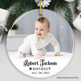 Baby Baptism Personalized Photo Ornament, Christening Keepsake Gift