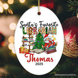 Santa’s Favorite Librarian Custom Christmas Ornament, Personalized Holiday Gift