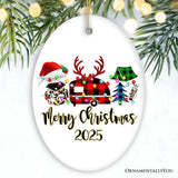 Personalized Camp Buffalo Plaid Leopard Merry Christmas Ornament, Camping Friends Gift