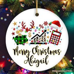 Personalized Finance Professional Buffalo Plaid Christmas Ornament, Custom Accountant and Financial Advisor Gift