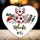 Personalized Soccer Buffalo Plaid Leopard Merry Christmas Ornament, Team and Coaches Gift