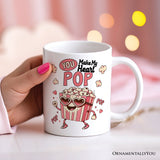 Popcorn Love Man Personalized Mug, You Make My Heart Pop Funny Romantic Gift With Custom Name