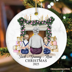 Grandma and Grandsons Personalized Christmas Ornament, Grandmother Holiday Gift