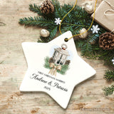 Simply Elegant Engaged or Married First Christmas Personalized Ornament, Newlyweds or Marriage Proposal Gift