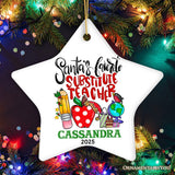 Heartfelt Santa's Favorite Substitute Teacher Personalized Christmas Ornament, School Professor Appreciation Custom Gift