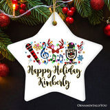 Personalized Singers Buffalo Plaid Leopard Merry Christmas Ornament, Microphone Gift