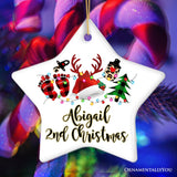 Personalized Baby Christmas Buffalo Plaid Leopard Ornament Gift