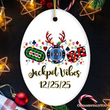Personalized Casino Buffalo Plaid Christmas Ornament, Poker and Dice, Player and Staff Gift