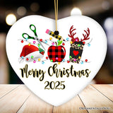 Personalized Plaid Teacher Merry Christmas Ornament, Holiday School Xmas Gift