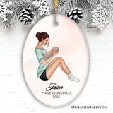 Mother and Newborn Baby Personalized First Christmas Ornament