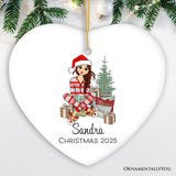 Personalized Girly Girl Christmas Ornament, Black, Blonde, Brown Brunette, and Red Hair