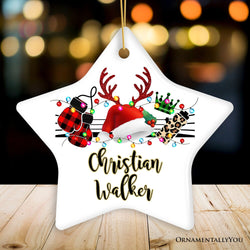 Personalized Boxing Buffalo Plaid Leopard Merry Christmas Ornament, Team and Coaches Gift